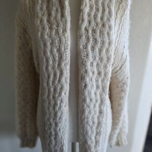 #616 Anthropologie Ivory Textured Knit Cardigan